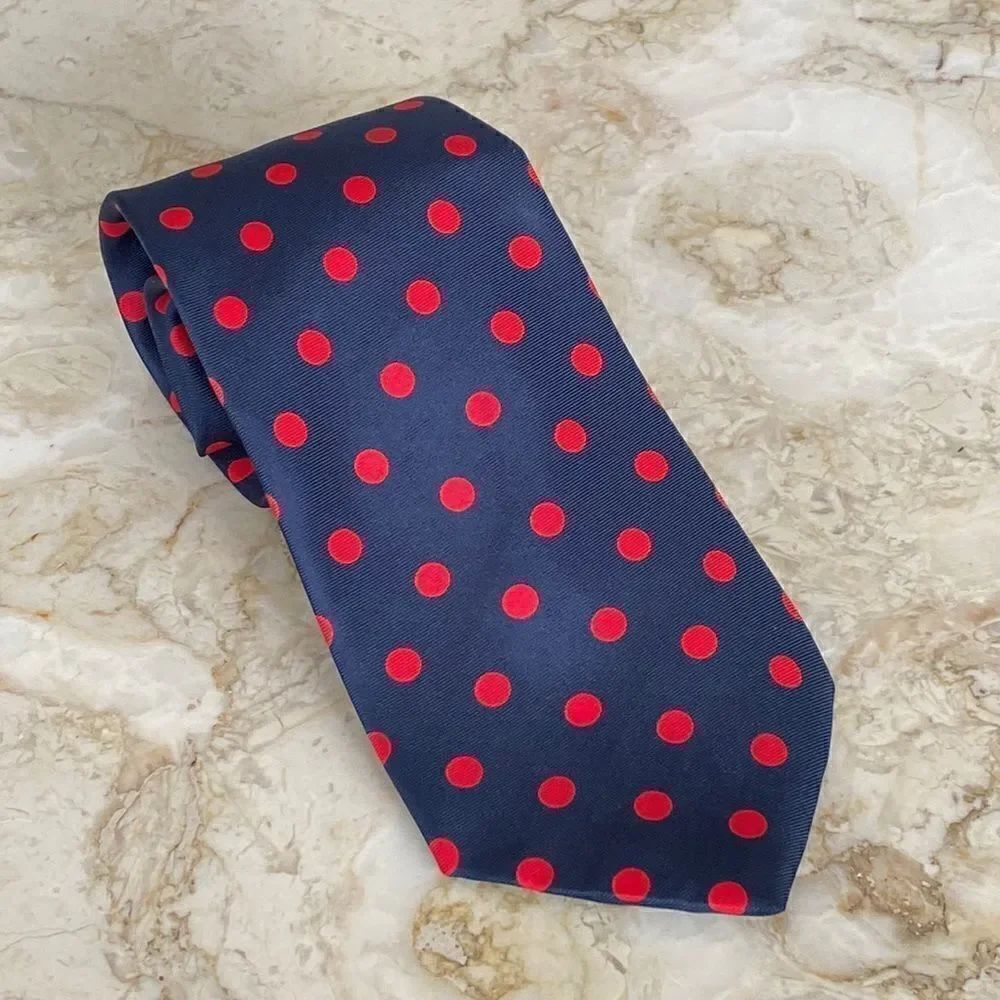 Vintage Austin Reed 100% Silk Red Polka Dot Tie Mase in England